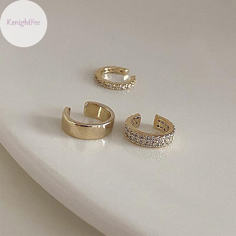 K2nightfee 3 Cái / bộ Thời Trang Hình Chữ C Zircon Vòng Tai Không Xuyên Kẹp Tai Cho Nữ Tính Khí Tối Giản Bông Tai Dự Tiệc Trang Sức Quà Tặng VN