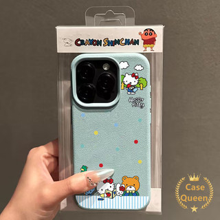 Hoạt Hình Dễ Thương Hello Kitty Màu Sóng Điểm Ốp Lưng Tương Thích Cho IPhone XR 13 16 11 15 12 14 Pro Max 14 15 16 Plus X XS Max Sang Trọng 3D Bóng Giá Đỡ Da Cảm Giác Họa Tiết Bao Da