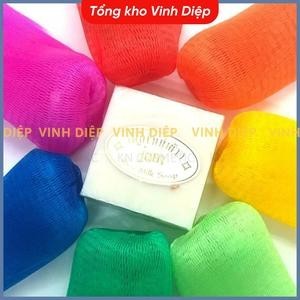 Túi Lưới Đựng Xà Phòng, Túi Lưới Tạo Bọt Tiện Lợi, Có Dây Rút Nhiều Màu loại 4 lớp dày dặn