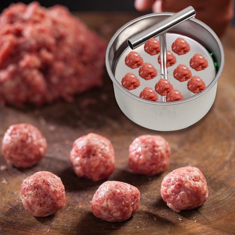 Máy làm thịt viên thủ công bằng thép không gỉ - Tiện ích nhà bếp - Khuôn định hình quả cầu thịt - 6 / 12 lỗ, Đa năng, Chất lượng cao - Dụng cụ làm viên cá ép đùn