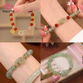 Vòng đeo tay HWETR dạng chuỗi hạt may mắn phong cách cổ điển thời trang dành cho nữ