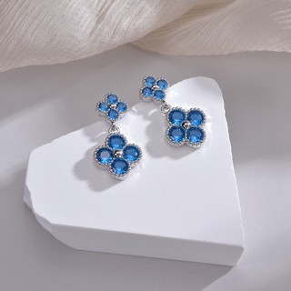 Châu Âu Mỹ ins Phong Cách Mới Cỏ Bốn Lá Bông Tai Zircon Nhiều Màu Sắc Nữ