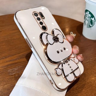 ốp lưng redmi 9 Ốp Điện Thoại TPU Silicon Mềm Mạ Điện Gắn Gương Trang Điểm Hình Thỏ 3D Cho redmi 9