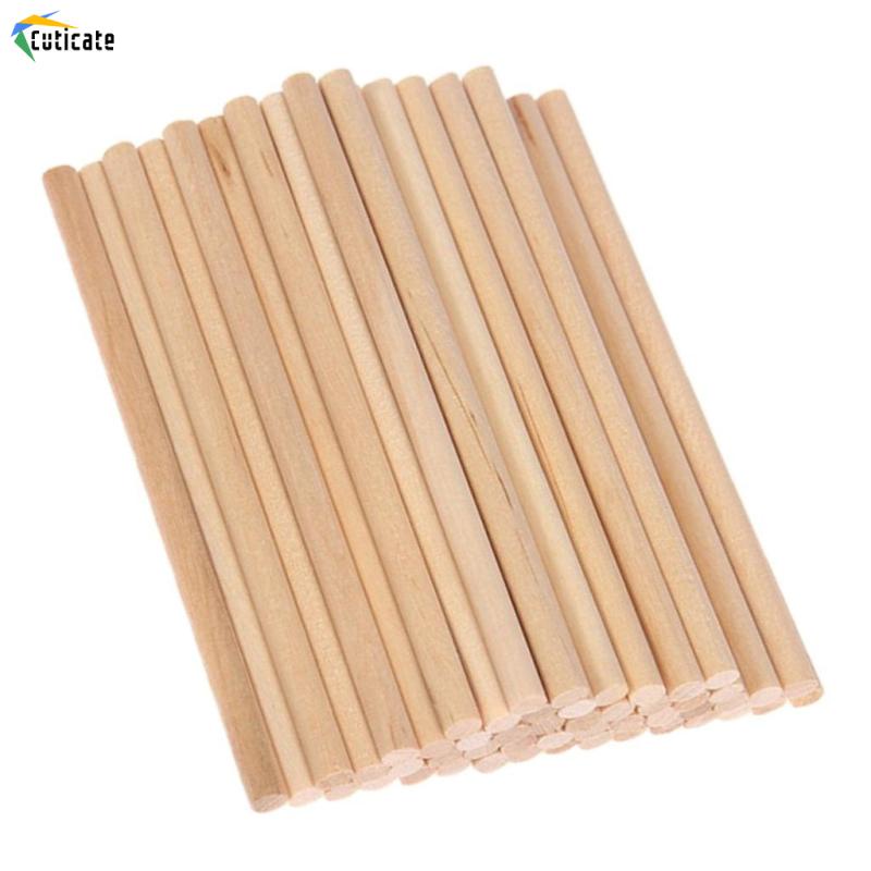 [Cuticate]Set 50 Que Gỗ Tròn 10cm / 15cm / 20cm Đường Kính 5mm