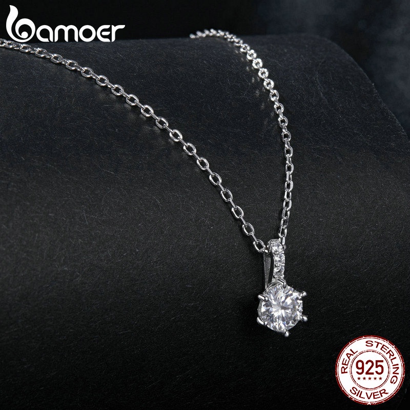 BAMOER Vòng cổ Bạc 0.5ct Lấp Lánh Thời Trang Cho Nữ 925 MSN025-S