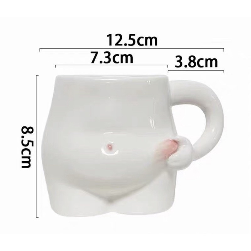 Cốc Uống Nước Véo Bụng Tạo Động Lực Giảm Béo Dễ Thương - Ly Sứ Đựng Nước Hình Mỡ Bụng Cute