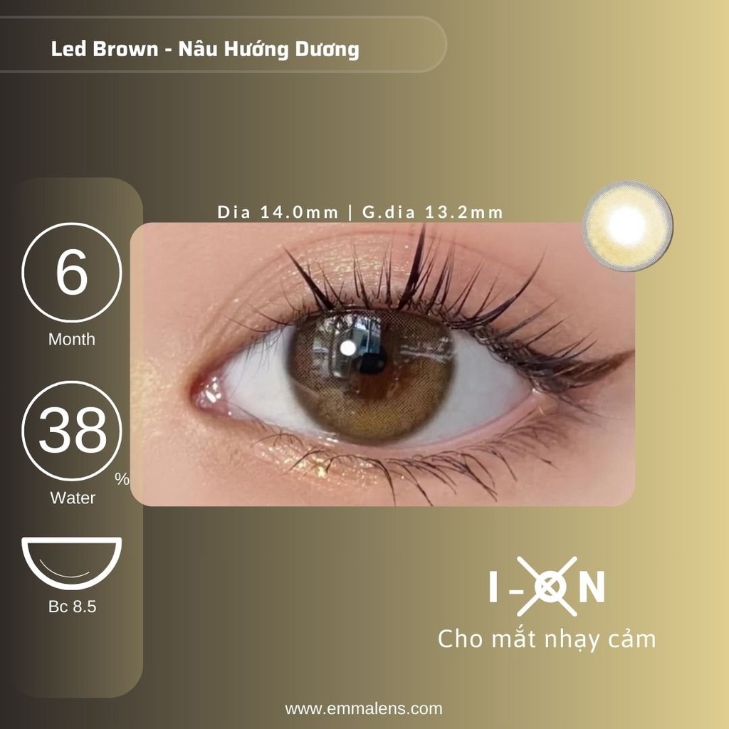 Kính áp tròng Led Brown | Lens Nâu Hướng Dương | Emma Lens