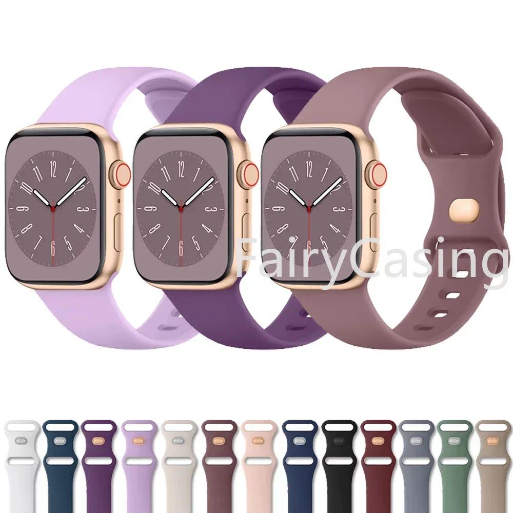 Dây Silicon Mềm Cho Apple Watch 46MM Ultra 2 49mm Series 11 10 9 8 7 6 5 4 3 SE Dây Đeo Vòng Tay Cho iwatch 45mm 41mm 40mm 44mm 38mm 42mm Dây Đeo Đồng Hồ