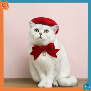 Mũ beret Mềm Mại Dễ Thương Có Chuông Và Nơ Tùy Chỉnh Cho Thú Cưng