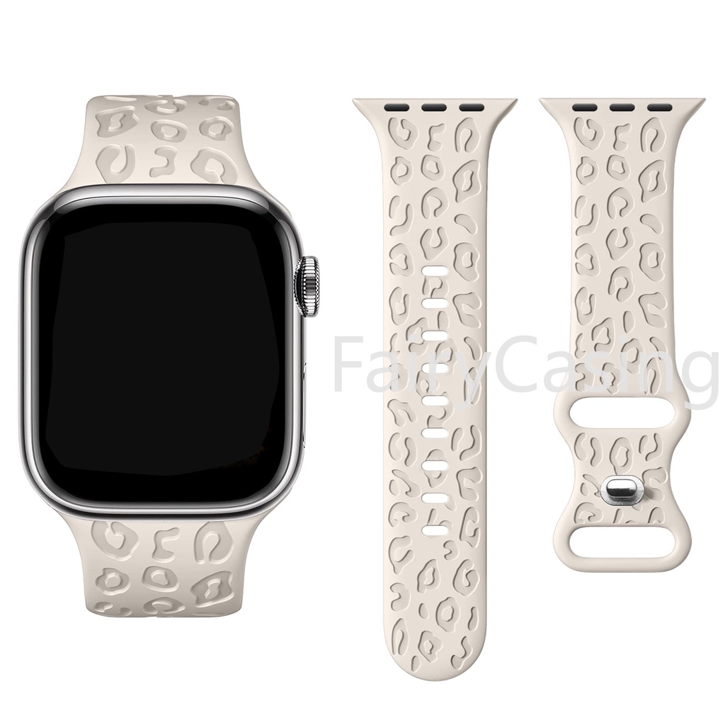 Dây Đeo Đồng Hồ Bằng Silicon Họa Tiết Da Báo Cho apple watch ultra 2 49mm 45mm 41mm 44mm 40mm 38mm 42mm iwatch series 9 8 7 se 3 6 8 ultra