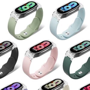 Dây đeo silicon mềm dễ thương + vỏ trong suốt thay thế cho Xiaomi Mi Band 8 7 6 5 3 4