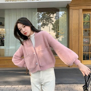 Áo Khoác cardigan Dệt Kim Dáng Ngắn Thời Trang Thu Đông Cho Nữ