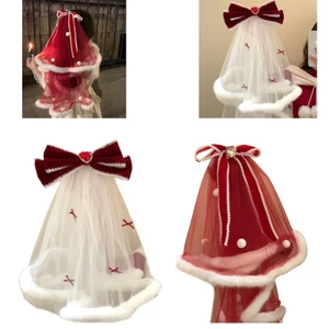 Mya Giáng Sinh Cô Dâu Ren Veil Nữ Nơ Tulle Bachelorette Đảng Veil Với Sang Trọng Viền Nơ Cho Bé Gái Chụp Ảnh
