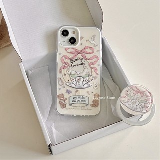 [2024 Mới Thiết Kế Giá Đỡ Từ Tính Hình Thỏ Nơ / alice Màu Hồng Có Giá Đỡ Từ Tính Cho iphone 15 pro max 14