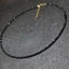 Vòng Cổ Choker HimHip Dây Trơn Đá Đen Khóa Hợp Kim Cao Cấp 32+7cm