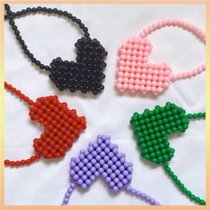 Túi Đựng Son Môi mini Đính Hạt Ngọc Trai Hình Trái Tim