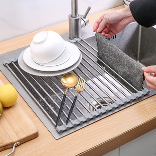 Giá Phơi Ráo Rau Củ Quả Đa Năng Bằng Thép Không Gỉ Có Thể Gập Lại Cho Bồn Rửa Nhà Bếp
