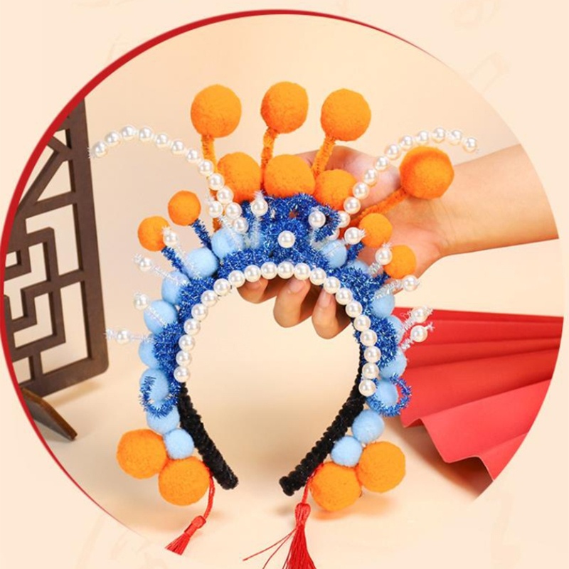 Fl Creative Hairband Craft Set dành cho bé gái Băng đô Opera Bắc Kinh có thể điều chỉnh