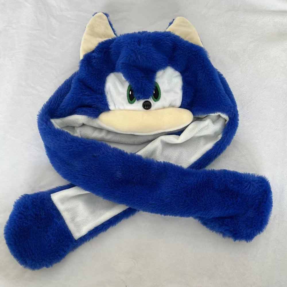 The hedgehog children's hats plush toys Sonic the Hedgehog Can moving hat with movable Earflaps cute plush dolls kids hats