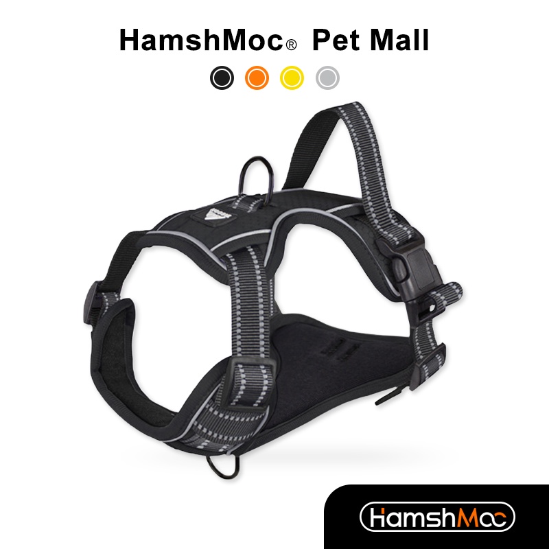 HamshMoc Không Kéo Thú Cưng Dây Có Thể Điều Chỉnh Chó Dây Phản Quang Có Tay Cầm Mềm Khóa Phát Hành Nhanh Nhẹ Cho Chó