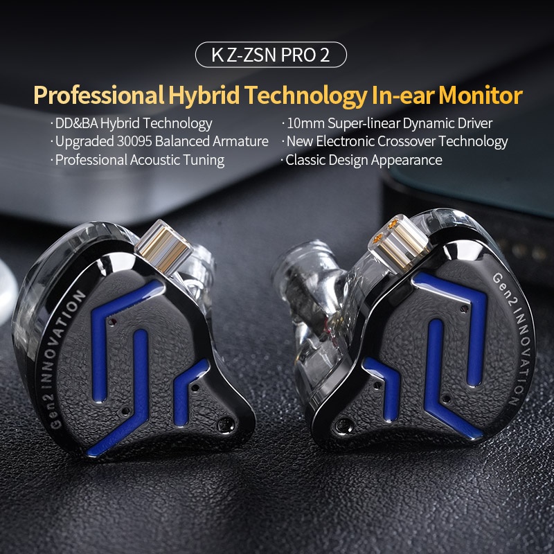 Tai Nghe Nhét Tai KZ ZSN Pro 2 Hybrid Drive 1BA + 1DD Chống Ồn Chất Lượng Cao