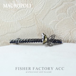 Mauropoli [Sẵn sàng] Kẹp cặp hoa một chữ đính kim cương cổ điển Phiên bản Hàn Quốc Bướm đính đá bên kẹp cặp mũ đội đầu