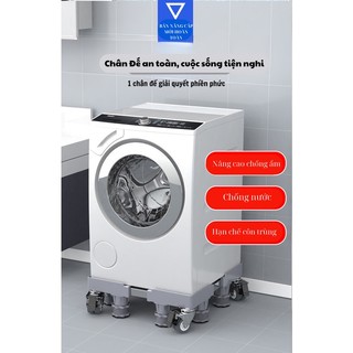 Chân đế kê tủ lạnh Giá đỡ máy giặt 8 trụ đứng 4 bánh Tuỳ chỉnh độ cao Linh hoạt kích cỡ di chuyển dễ  Gia dụng