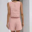 Bộ trang phục 2 món thông thường dành cho nữ Bộ áo và quần short Crop Tank