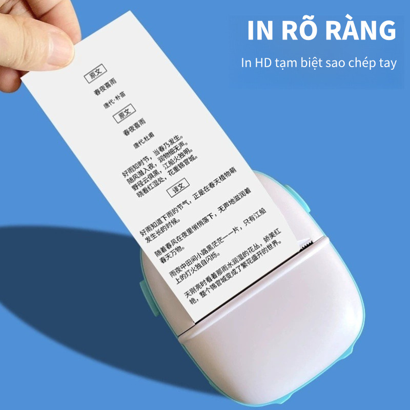 Máy In Nhiệt Mini Bluetooth - Dễ Sử Dụng, Thiết Kế Đáng Yêu, Hỗ Trợ Kết Nối Bluetooth, In Hóa Đơn, Tài Liệu, Ảnh