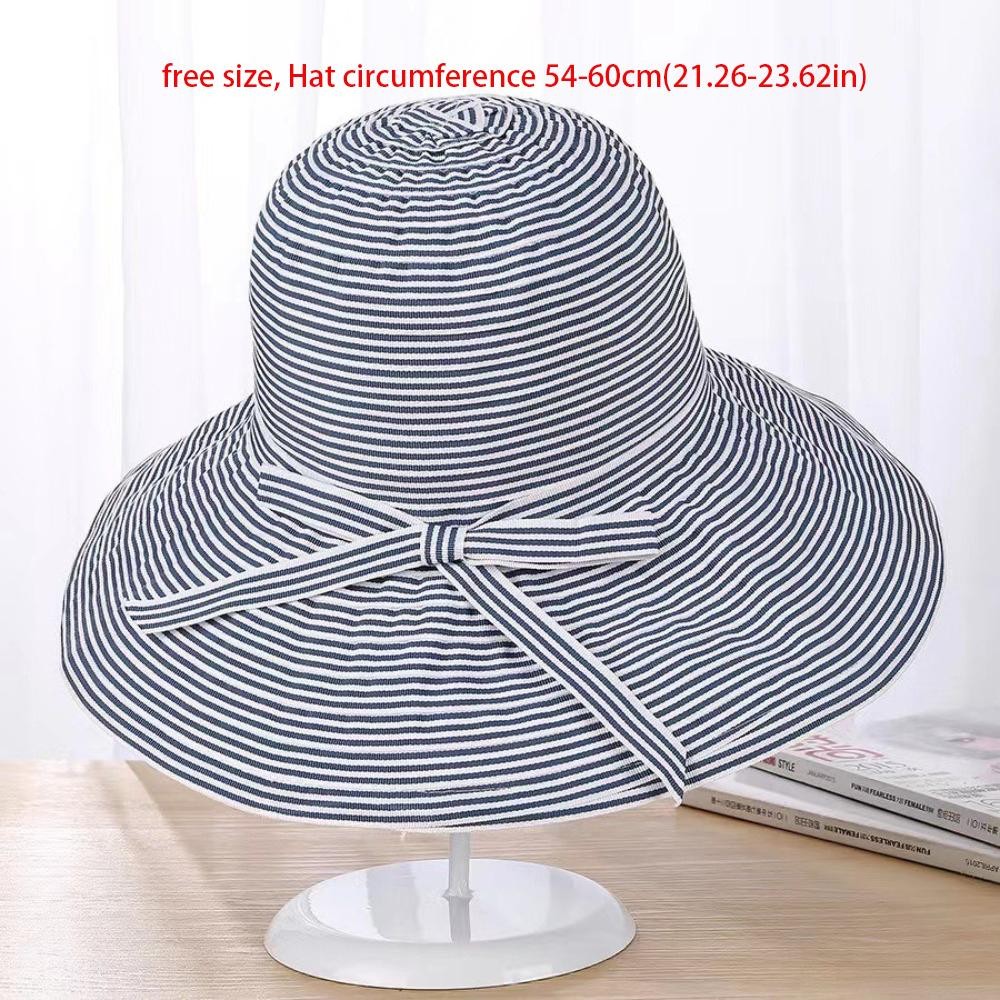 Mũ Xô VVDZA, Mũ Câu Cá Chống Tia UV Nơ, Quà Tặng Mũ Chống Nắng Sọc Thời Trang