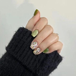 EBINLANDS 24 Chiếc Móng Tay Giả, Ngắn Full Cover Press on Nails, Có Thể Tái Sử Dụng Mắt Mèo Lấp Lánh Móng Tay Nghệ Thuật DIY Làm Móng Tay Nghệ Thuật