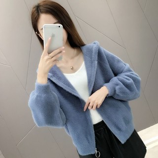 Áo Khoác cardigan Len Lông Cừu Nhân Tạo Ngắn Dáng Rộng Phong Cách Hàn Quốc Thời Trang Thu Đông 2023 Mới
