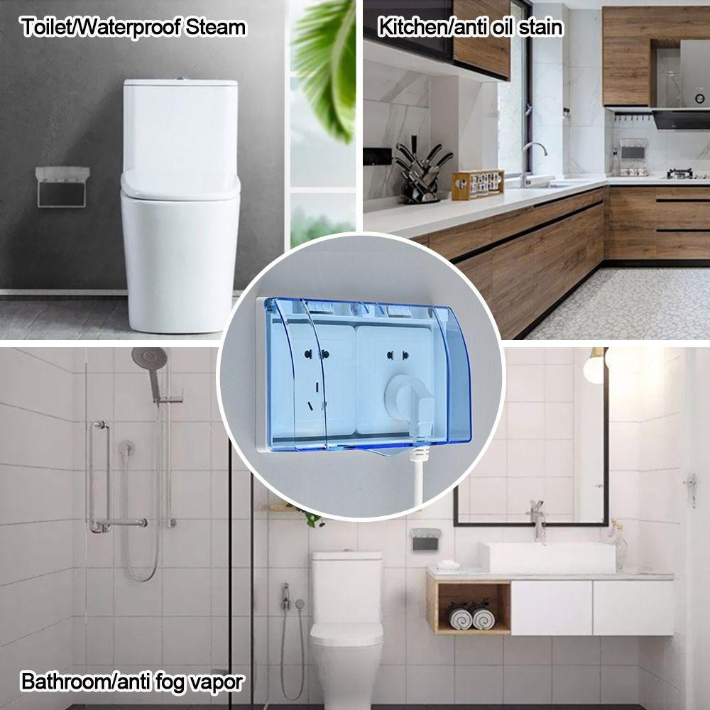 Hộp chống nước ổ cắm BAMBOOB, Vỏ bảo vệ công tắc treo tường tự dính, Nguồn cung cấp ổ cắm điện Hộp chống văng bằng nhựa loại 86 Phòng tắm