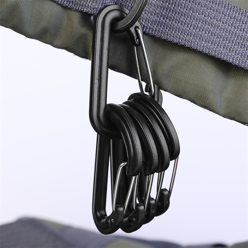 1 / 5 Cái Kẹp Carabiner Hình Chữ D Màu Đen / Móc kết nối dây lều đa chức năng / Ba lô cắm trại ngoài trời Khóa chống trộm / Khóa núi bền