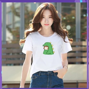 Áo thun nữ tay ngắn cổ tròn in hình khủng long chibi KTQN TSHIRT AND UNIFORM