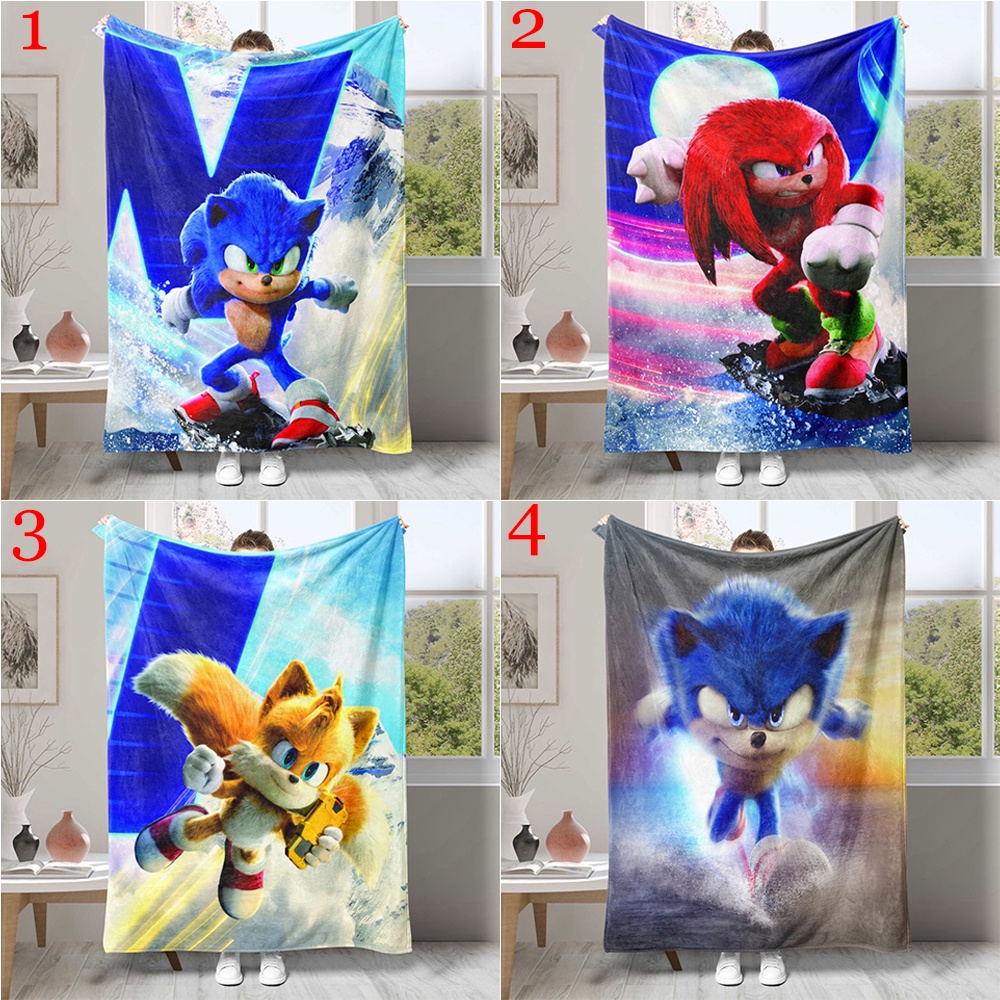 Sonic Chăn flannel In Hình Nhím Gai Một Bên Điều Hòa Không Khí Quà Tặng Tốt Nhất Cho Người Lớn
