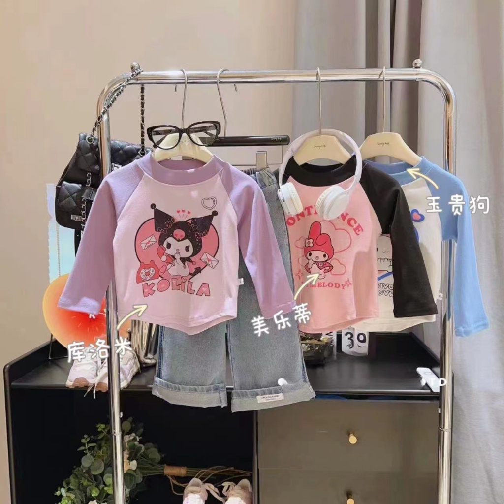 Bé Gái Đáy Áo Mùa Thu Phong Cách Phương Đông Trung Nhỏ Trẻ Em Áo Thun Phong Cách Mới Influencer Dài Tay Thời Trang Xuân Thu Top JON8
