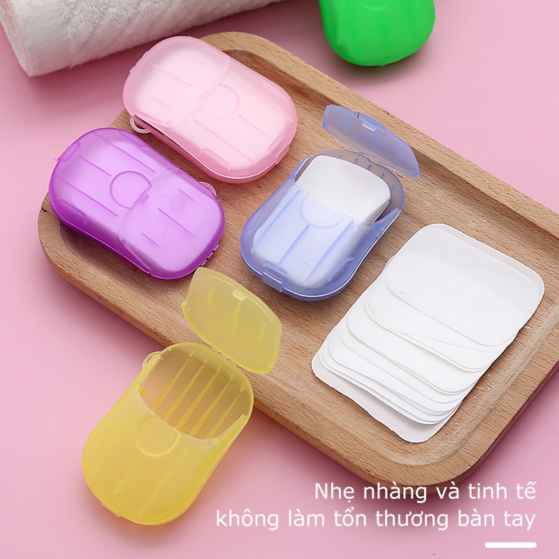 Hộp 20 miếng Xà phòng giấy mini du lịch tiện dụng