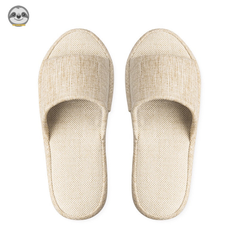 Dép hở ngón màu trơn phong cách Nhật Bản Muji, vải lanh cotton, đế chống thấm nước
