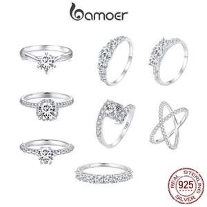 Bamoer Nhẫn Cưới Bạc 925 Đính Đá Sang Trọng MSR003-5
