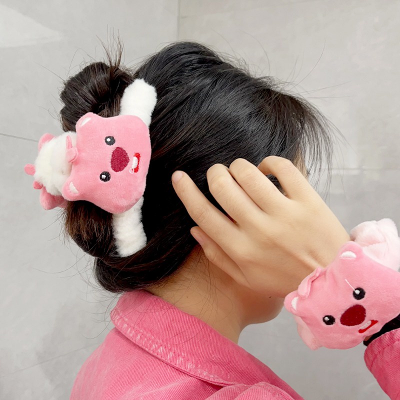 Kẹp Tóc Lông Nhung Hình Thú Loopy Hồng Mềm Mại Dễ Thương Phụ Kiện Tóc Cho Nữ và Bé Gái Empoli