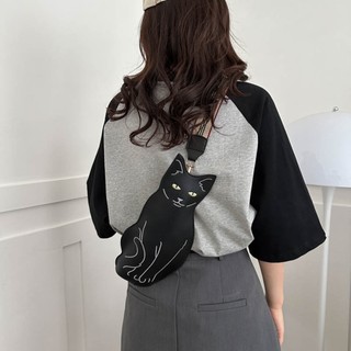 Pu Túi Đeo Chéo Hình Mèo Có Khóa Kéo Chống Thấm Nước Dễ Thương Cho Nữ