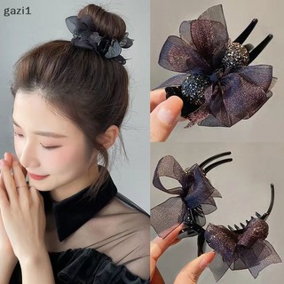 [gazi1] Kẹp Vuốt Tóc Nơ Kim Cương Giả Cho Nữ Thịt Viên Cố Định Dụng Cụ Tạo Kiểu Tóc Kẹp Tóc Phụ Kiện Tóc Đuôi Ngựa Kẹp Boutique