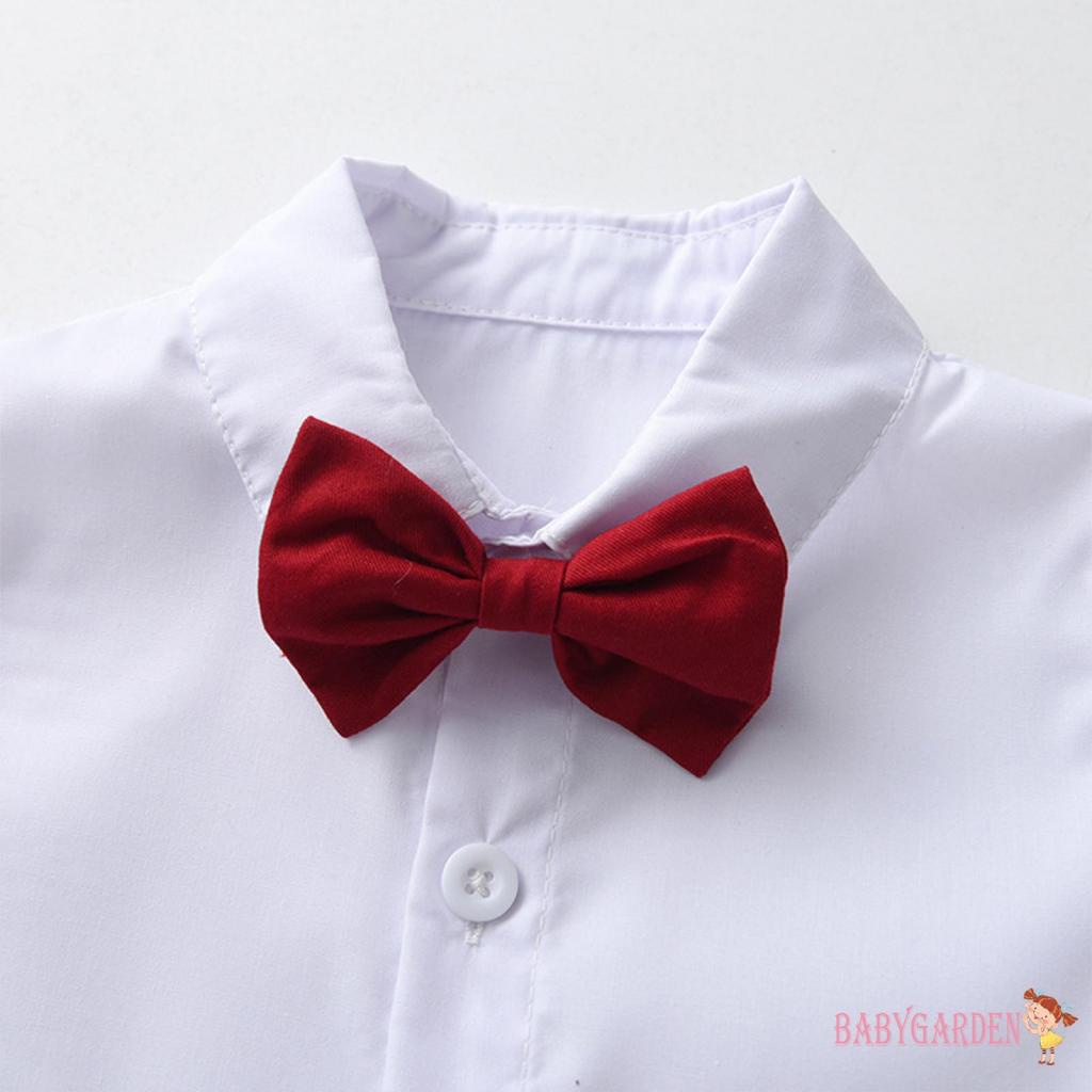 Bộ quần áo bé trai 6 tháng-5 tuổi Áo sơ mi ngắn tay có thắt nơ + Quần Short tổng thể cho năm mới Giáng sinh