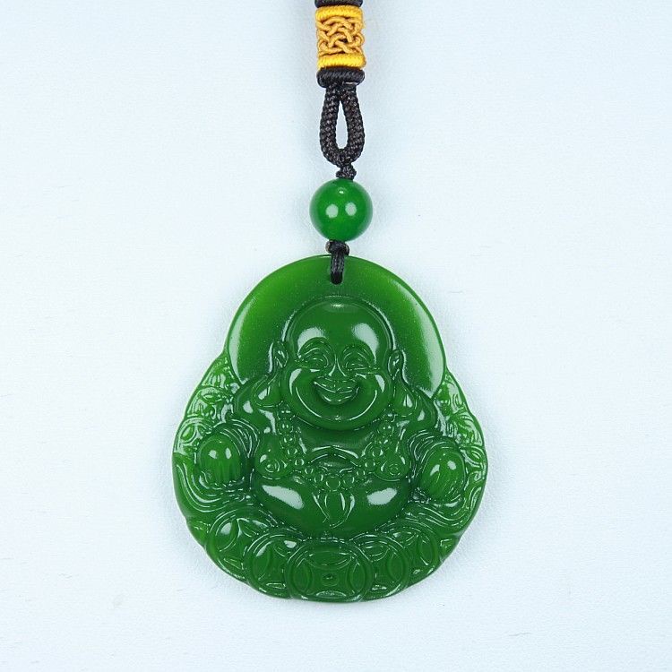 Jasper Mặt Dây Chuyền Hình Phật Bụng To Màu Xanh Lá Cây @