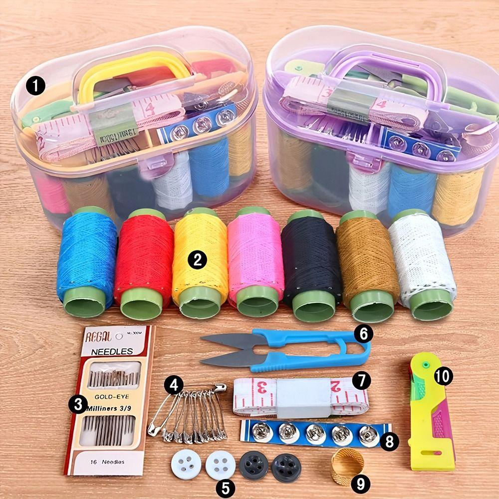 SMILE 46 Cái / bộ Bộ Hộp Đan, Phụ Kiện Thêu DIY Với Dụng Cụ May Chỉ Kim, Dụng Cụ Đo Băng Gia Đình Di Động Bền Đẹp Dụng Cụ May Vá