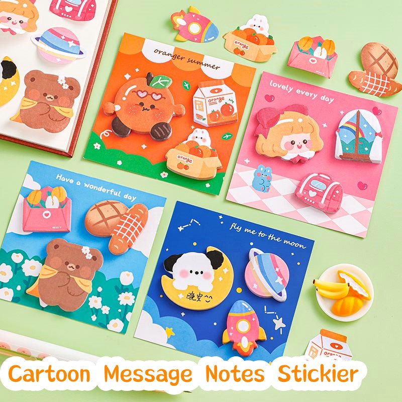 Giấy note Ghi Chú / Sổ Ghi Chú Họa Tiết Gấu Hoạt Hình / Trái Cây n times / Hình Dán Ghi Chú Cho Văn Phòng / Văn Phòng Phẩm