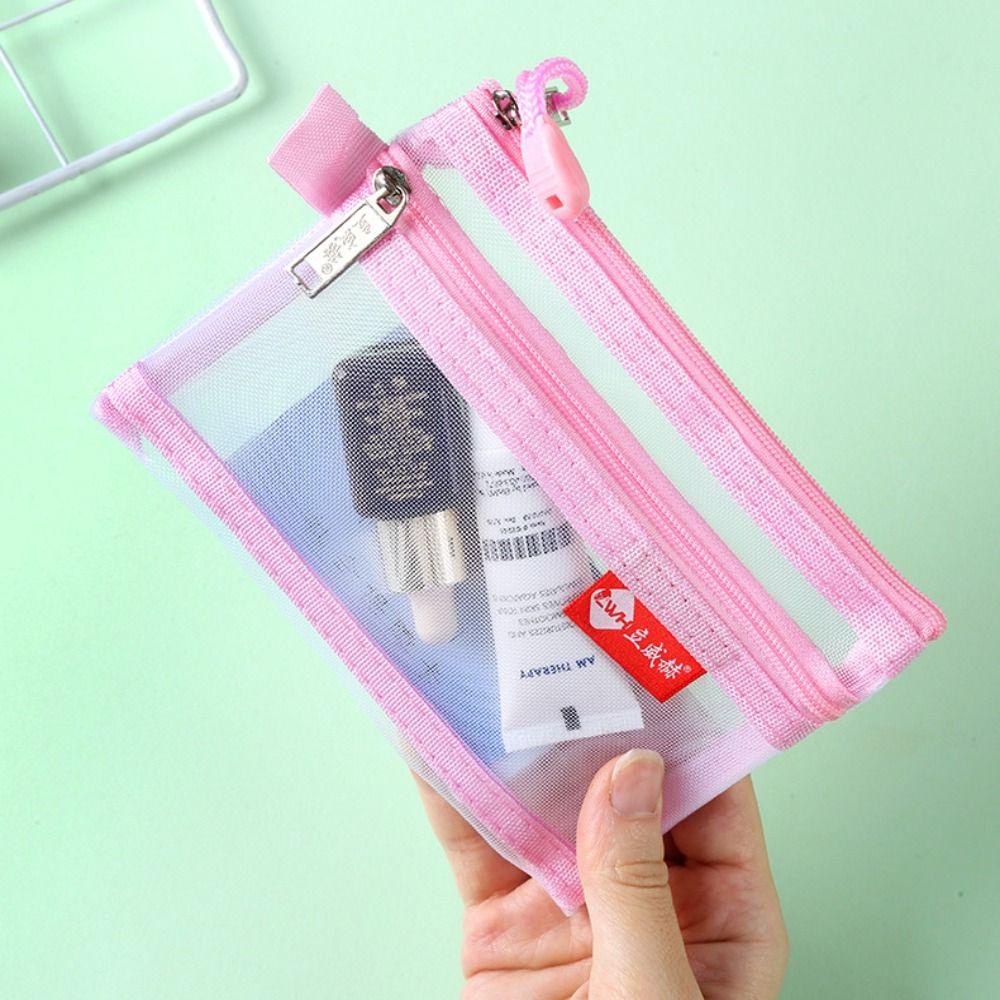 Túi đựng thẻ tín dụng/tiền xu/tai nghe hai lớp lưới, nylon di động