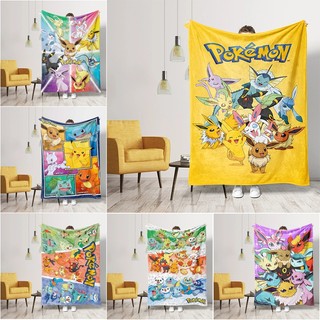 Chăn flannel in hình Pokemon, một mặt, phù hợp cho gia đình, văn phòng và điều hòa