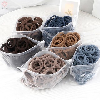 Set 50 Dây Buộc Tóc Co Giãn 4cm Màu Trơn Đơn Giản Cho Nữ
